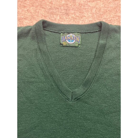 Vintage 90s Jantzen Made In The USA Green V-Neck Sweater Vest Large - Picture 2 of 6